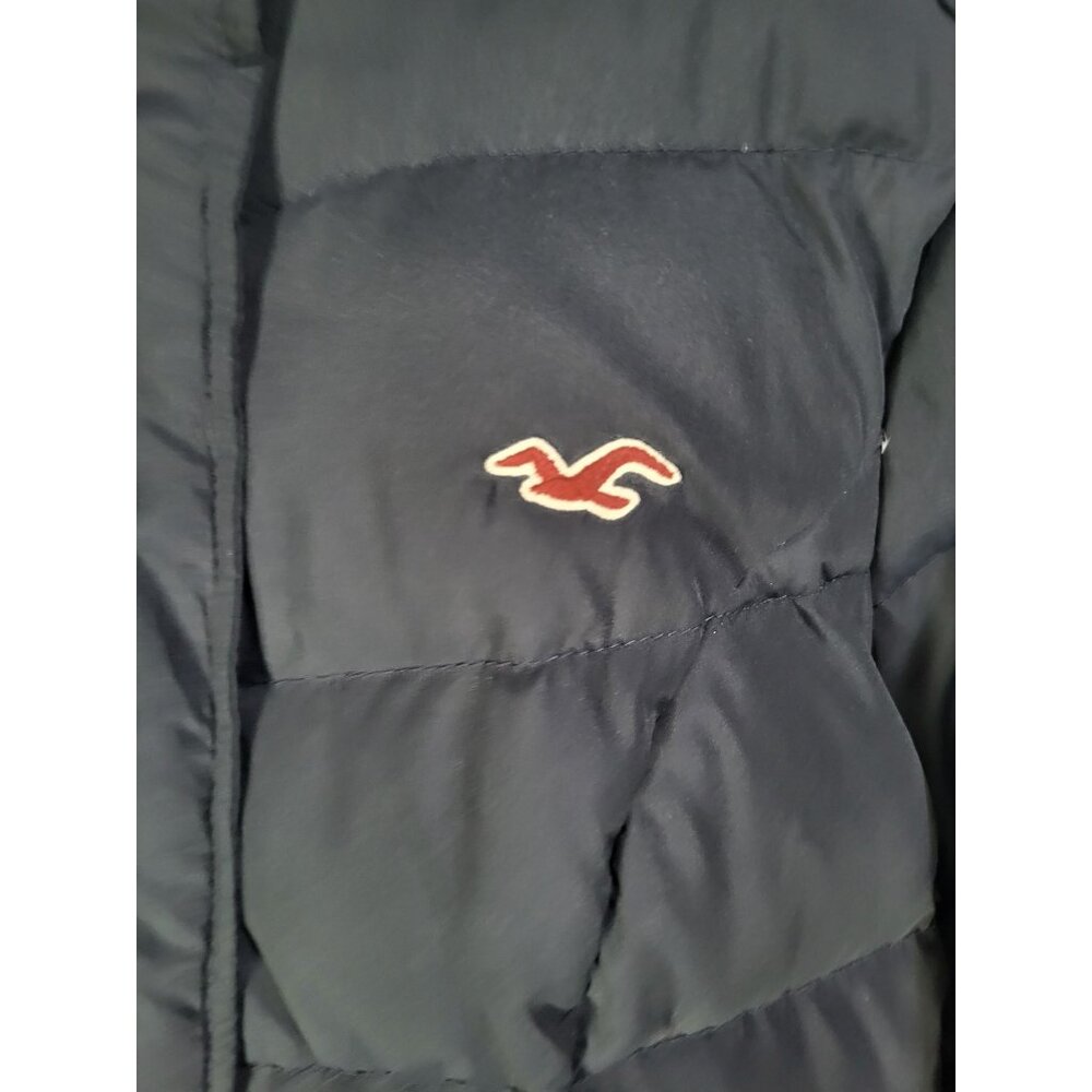 Hollister Puffer Coat Full Zip Hooded Blue Young Women's M Y2K Down, Polyester - Picture 9 of 12